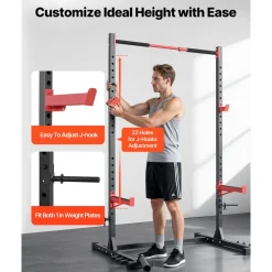 VEVOR Power Cage Rack, Multifunctional Squat Rack for Home Gym, Width-Adjustable Workout Strength Training Equipment with 6 Band Pegs, Landmine Attachment & Safety Bars for Bench Press Squats Pull-Up