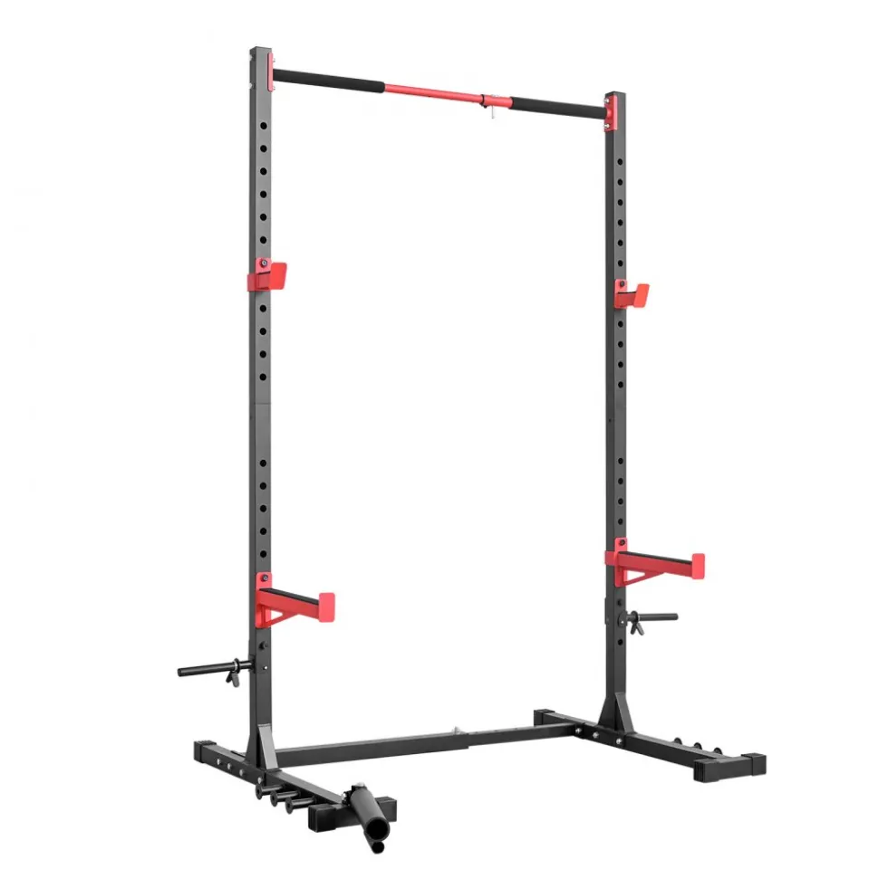 VEVOR Power Cage Rack, Multifunctional Squat Rack for Home Gym, Width-Adjustable Workout Strength Training Equipment with 6 Band Pegs, Landmine Attachment & Safety Bars for Bench Press Squats Pull-Up