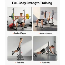 VEVOR Power Cage Squat Rack, Home Gym Power Rack with Adjustable Height & Width, 550LBS Strength Training Workout Equipment with Barbell Storage Racks & J-Hooks for Bench Press, Squat, Weight Lifting