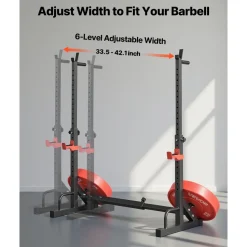 VEVOR Power Cage Squat Rack, Home Gym Power Rack with Adjustable Height & Width, 550LBS Strength Training Workout Equipment with Barbell Storage Racks & J-Hooks for Bench Press, Squat, Weight Lifting