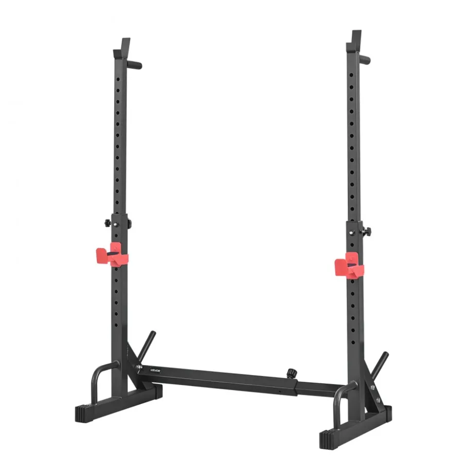 VEVOR Power Cage Squat Rack, Home Gym Power Rack with Adjustable Height & Width, 550LBS Strength Training Workout Equipment with Barbell Storage Racks & J-Hooks for Bench Press, Squat, Weight Lifting
