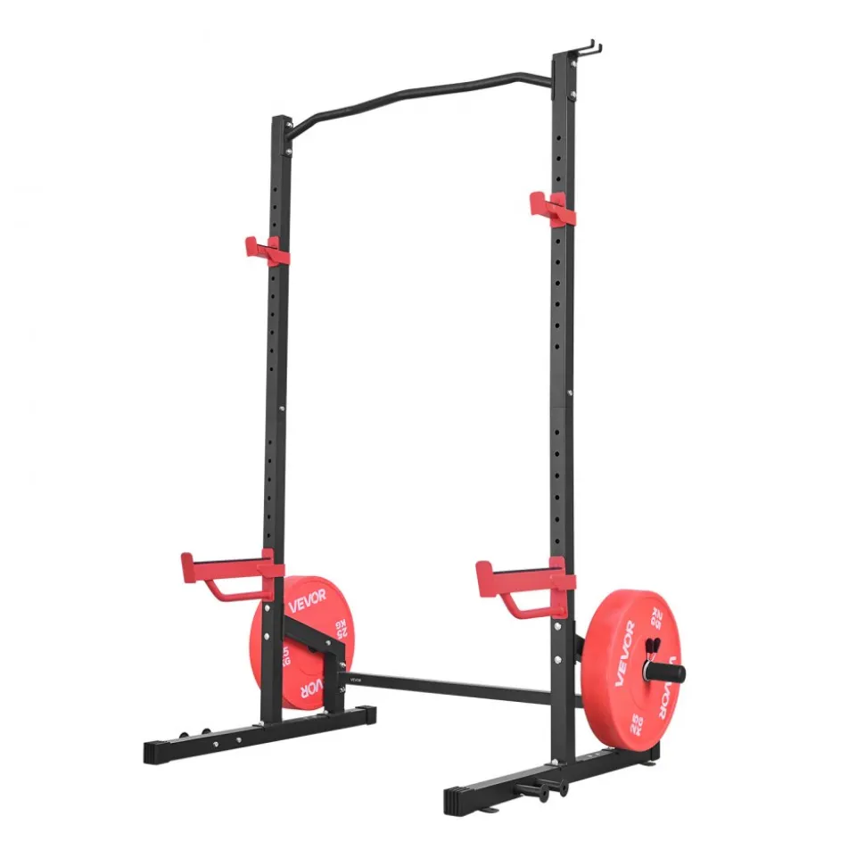VEVOR Power Cage Squat Rack, Multifunctional Power Rack Home Gym, 1000LBS Strength Training Workout Equipment with 4 Band Pegs, Adjustable J-Hooks & Safety Bars for Barbell Squat Bench Press Pull-Up