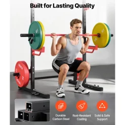 VEVOR Power Cage Squat Rack, Multifunctional Power Rack Home Gym, 1000LBS Strength Training Workout Equipment with 4 Band Pegs, Adjustable J-Hooks & Safety Bars for Barbell Squat Bench Press Pull-Up