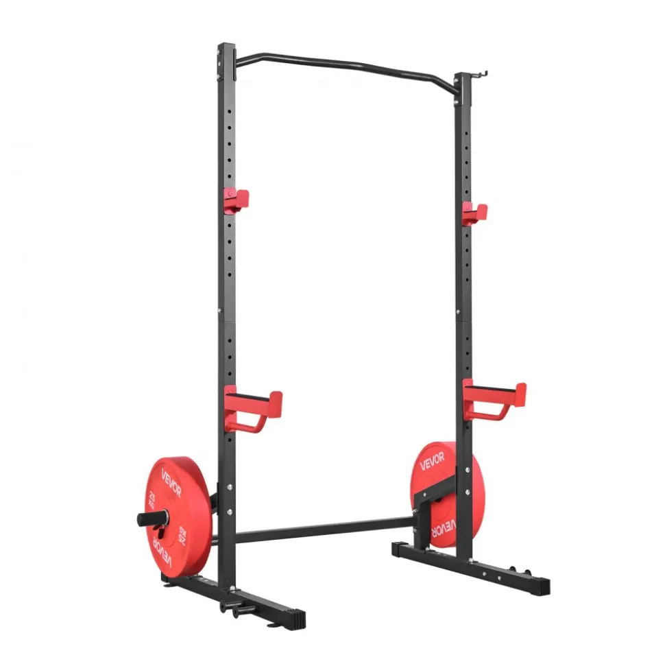 VEVOR Power Cage Squat Rack, Multifunctional Power Rack Home Gym, 1000LBS Strength Training Workout Equipment with 4 Band Pegs, Adjustable J-Hooks & Safety Bars for Barbell Squat Bench Press Pull-Up