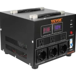 VEVOR Power Converter, 3000W, Durable Step Up/Down Unit, Switches between 110V and 220V, Includes US and EU Outlets plus 5V USB, CE Approved