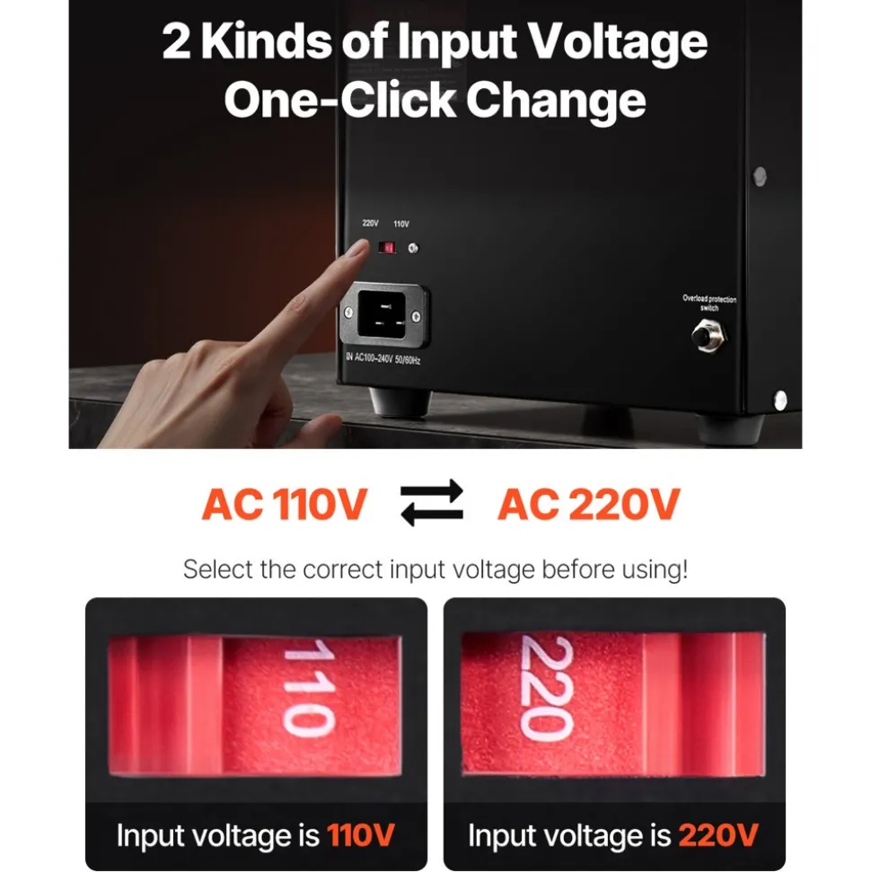 VEVOR Power Converter, 3000W, Durable Step Up/Down Unit, Switches between 110V and 220V, Includes US and EU Outlets plus 5V USB, CE Approved