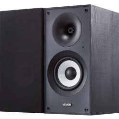 VEVOR Powered Bookshelf Speakers, 25W x 2, Active Studio Monitor Speaker with 5.5 Inch Woofer, Bluetooth/RCA/Coaxial/Optical/USB/Subwoofer Connection, Wooden Enclosure, for Record Player Turntable PC