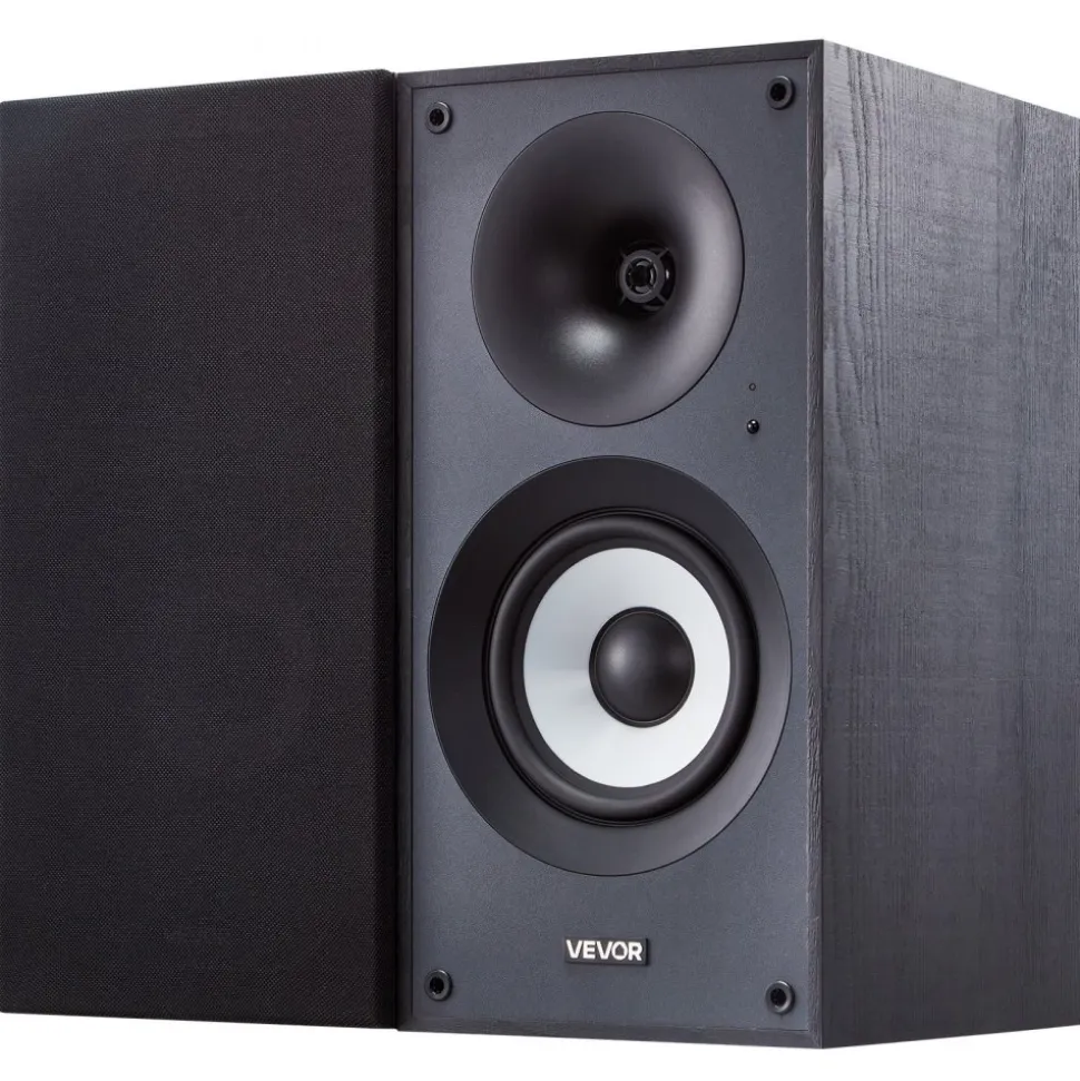 VEVOR Powered Bookshelf Speakers, 25W x 2, Active Studio Monitor Speaker with 5.5 Inch Woofer, Bluetooth/RCA/Coaxial/Optical/USB/Subwoofer Connection, Wooden Enclosure, for Record Player Turntable PC