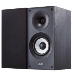 VEVOR Powered Bookshelf Speakers, 25W x 2, Active Studio Monitor Speaker with 5.5 Inch Woofer, Bluetooth/RCA/Coaxial/Optical/USB/Subwoofer Connection, Wooden Enclosure, for Record Player Turntable PC