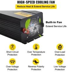 VEVOR Power Inverter, 5000W Modified Sine Wave Inverter, DC 12V to AC 120V Car Converter, with LCD Remote Controller, LED Indicator, AC Outlets Inverter for Truck RV Car Boat Travel Camping Emergency