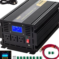 VEVOR Power Inverter, 2500W Modified Sine Wave Inverter, DC 12V to AC 120V Car Converter, with LCD Display, Remote Controller, LED Indicator, AC Outlets Inverter for Truck RV Car Boat Travel Camping