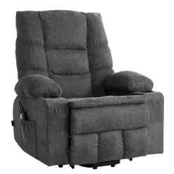 VEVOR Power Lift Recliner Chair, Large Electric Lift Chair with Heat and Massage for Elderly, Infinite Position Adjustment, Chenille Fabric, with Side Pockets, Cup Holders and USB Port, Dark Gray