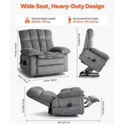 VEVOR Power Lift Recliner Chair, Lift Chair with Heat and Massage for Elderly, Dual Motor Recliner Chair with 2 Cup holders and USB Port, Infinite Position Adjustment Electric Recliner (Large, Brown)