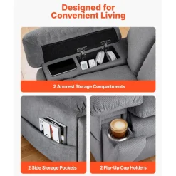 VEVOR Power Lift Recliner Chair, Lift Chair with Heat and Massage for Elderly, Dual Motor Recliner Chair with 2 Cup holders and USB Port, Infinite Position Adjustment Electric Recliner (Large, Brown)