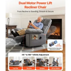 VEVOR Power Lift Recliner Chair, Lift Chair with Heat and Massage for Elderly, Dual Motor Recliner Chair with 2 Cup holders and USB Port, Infinite Position Adjustment Electric Recliner (Large, Brown)