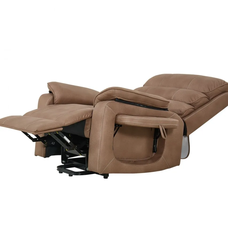 VEVOR Power Lift Recliner Chair, Dual Motor, Medium Wide Electric Lift Chair with Heat and Massage for Elderly, Infinite Position Adjustment, Leather Surface, with Storage Pocket, Cup Holder, Brown