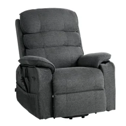VEVOR Power Lift Recliner Chair, Dual Motor Medium Lift Chair with Heat and Massage for Elderly, Position Adjustable, Remote Control, with Side Pockets, Chenille Fabric, Dark Gray