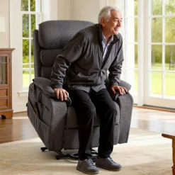 VEVOR Power Lift Recliner Chair, Dual Motor Medium Lift Chair with Heat and Massage for Elderly, Position Adjustable, Remote Control, with Side Pockets, Chenille Fabric, Dark Gray