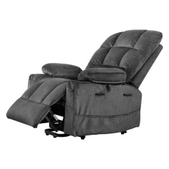 VEVOR Power Lift Recliner Chair, Dual Motor, Large Electric Lift Chair with Heat and Massage for Elderly, Infinite Position Adjustment, Velvet Fabric, with Storage Pockets, Cup Holders, Dark Gray