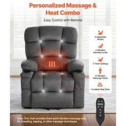 VEVOR Power Lift Recliner Chair, Triple-Motor, Large Electric Lift Chair with Heat and Massage for Elderly, Infinite Position Adjustment, Leather Surface, with Storage Pockets and Cup Holders, Brown
