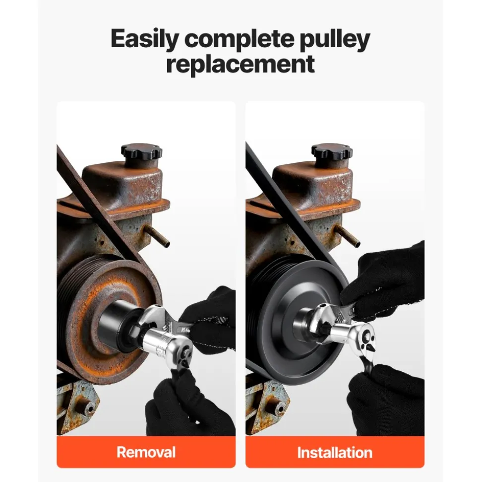 VEVOR Power Steering Pump Pulley Puller/Installer Tool Set, Compatible with Ford, GM V6, and VW Vehicles, Pump Pulley Remover Installer Tools, for Removing and Installing Power Steering Pump Pulleys