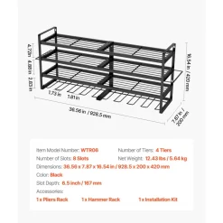 VEVOR Power Tool Organizer Wall Mount, 4-Layer Storage Rack with 8 Drill Holders, Tools Holder and Storage Rack with Screwdriver Holder, Garage Tool Organizer for Garage, Workbench, and Workshop