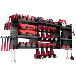 VEVOR Power Tool Organizer with Charging Station, 3-Layer Power Tool Battery Storage Rack with 5.58 ft Power Strip, 8 Drill Holders & 8 Outlets, Garage Tool Organizer for Garage, Workbench, Workshop