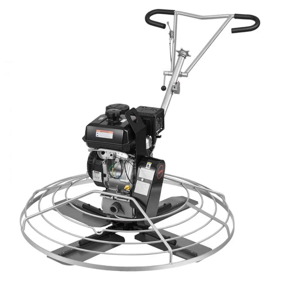 VEVOR Power Trowel, 46 inch Concrete Finishing Machine with Float Pan, 9.5HP Kohler Engine, 4 Blades, Adjustable Pitch, Gas-Powered Walk-Behind Cement Surface Finisher for Smooth Floors, Construction