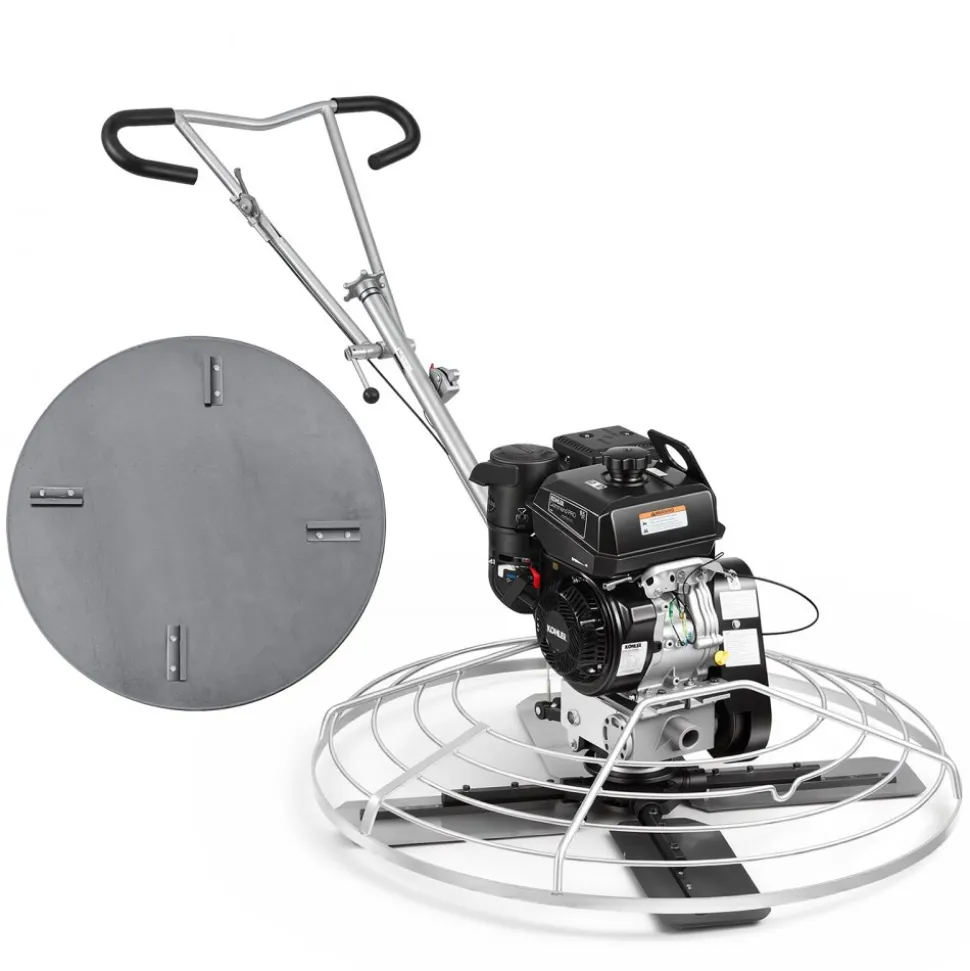 VEVOR Power Trowel, 46 inch Concrete Finishing Machine with Float Pan, 9.5HP Kohler Engine, 4 Blades, Adjustable Pitch, Gas-Powered Walk-Behind Cement Surface Finisher for Smooth Floors, Construction