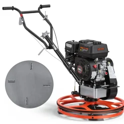VEVOR Power Trowel, 24 inch Concrete Finishing Machine with Float Pan, 5.5HP Engine, 4 Blades, Adjustable Pitch, Gas-Powered Walk-Behind Cement Surface Finisher for Smooth Floors, Construction Use