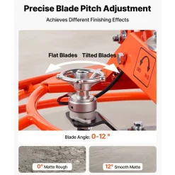 VEVOR Power Trowel, 28.3 inch Trowel Diameter Concrete Finishing Machine, 4 Blades, Adjustable 0-12° Pitch, Gas-Powered Walk-Behind Cement Surface Finisher for Smooth Floors, Bridge Construction