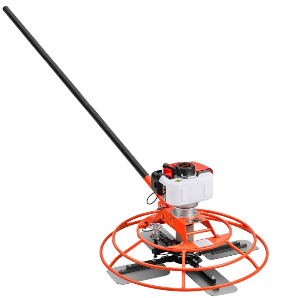 VEVOR Power Trowel, 28.3 inch Trowel Diameter Concrete Finishing Machine, 4 Blades, Adjustable 0-12° Pitch, Gas-Powered Walk-Behind Cement Surface Finisher for Smooth Floors, Bridge Construction