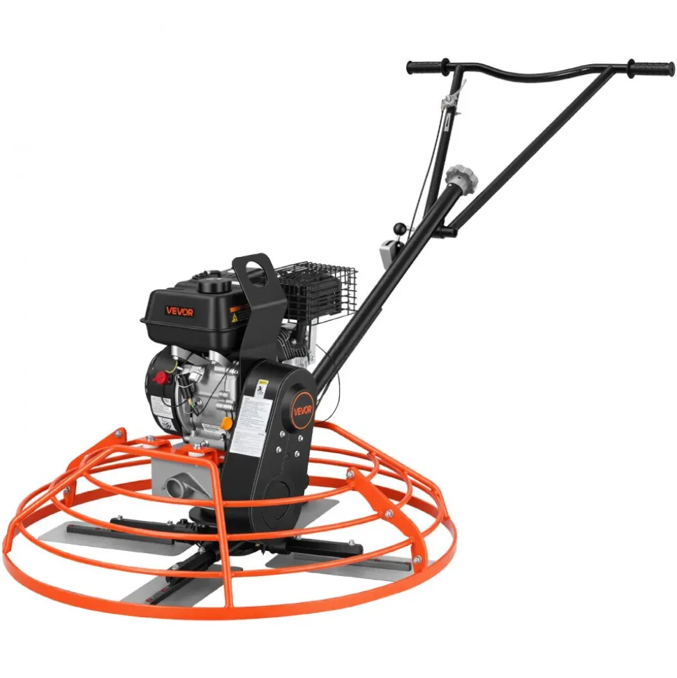 VEVOR Power Trowel, 34.8 inch Trowel Diameter Concrete Finishing Machine, 5.5HP Engine, 4 Blades, Adjustable Pitch, Gas-Powered Walk-Behind Cement Surface Finisher for Smooth Floors, Construction
