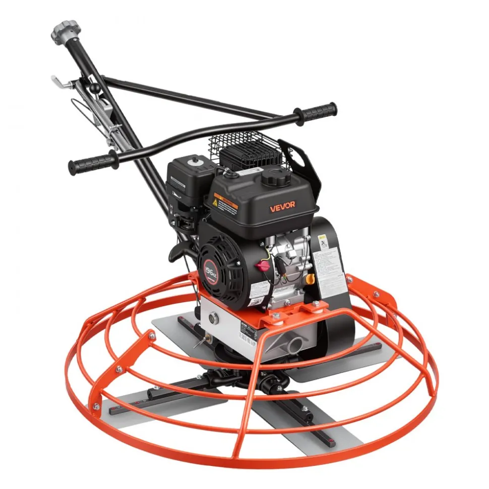 VEVOR Power Trowel, 34.8 inch Trowel Diameter Concrete Finishing Machine, 5.5HP Engine, 4 Blades, Adjustable Pitch, Gas-Powered Walk-Behind Cement Surface Finisher for Smooth Floors, Construction