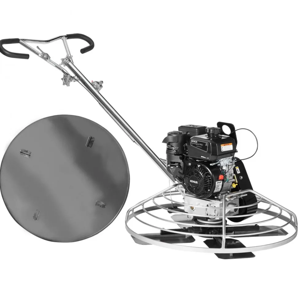 VEVOR Power Trowel, 38” Walk-Behind Cement Trowel with Float Pan, 6HP Gas-Powered Smooth Concrete Surface Finisher, Heavy Duty Commercial Screed Concrete Cement with Finishing Blade, Orange