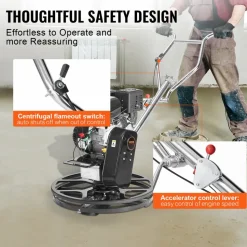 VEVOR Power Trowel, 46” Walk-Behind Cement Trowel with Float Pan, 14HP Gas-Powered Smooth Concrete Surface Finisher, Heavy Duty Commercial Screed Concrete Cement with Finishing Blade, Orange