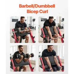 VEVOR Preacher Curl Bench, Strength Training Benches, Max load 660 LBS Home Gym Fitness Equipment, Seated Arm Isolated Barbell Dumbbell Bicep Station, Adjustable Weight Bench with Bar Holders