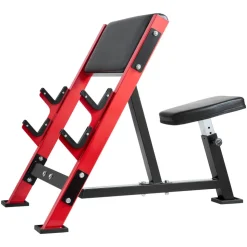 VEVOR Preacher Curl Bench, Strength Training Benches, Max load 660 LBS Home Gym Fitness Equipment, Seated Arm Isolated Barbell Dumbbell Bicep Station, Adjustable Weight Bench with Bar Holders