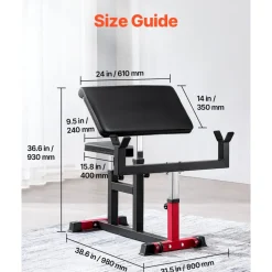 VEVOR Preacher Curl Bench, Strength Training Biceps Machine, Max load 440 LBS Home Gym Equipment, Seated Arm Isolated Barbell Dumbbell Bicep Station, Adjustable Weight Benches for Home Gym