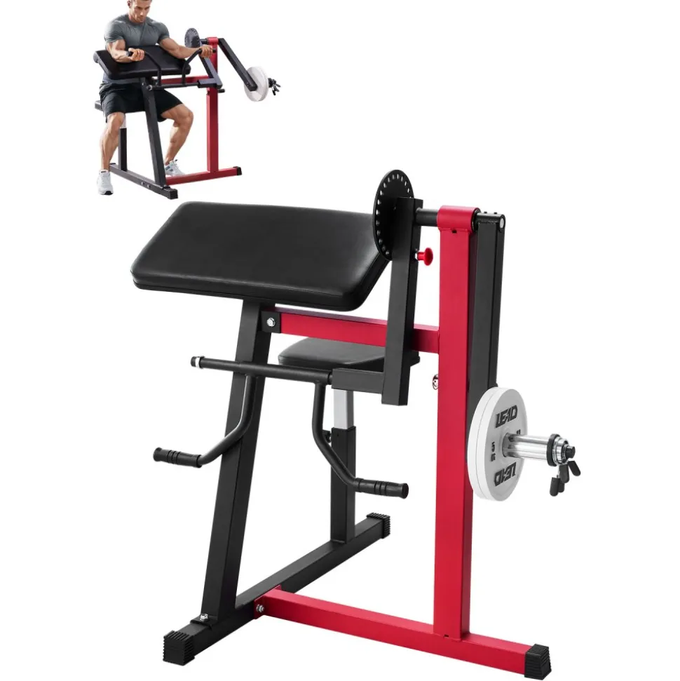 VEVOR Preacher Curl Machine, 2 in 1 Bicep Curl Machine and Triceps Extension Machine, Seated Arm Isolated Bicep Station, Strength Training Workout Weight Bench, Exercise Equipment for Home Gym