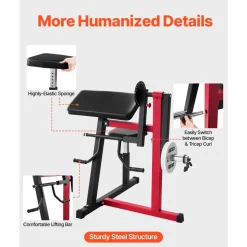 VEVOR Preacher Curl Machine, 2 in 1 Bicep Curl Machine and Triceps Extension Machine, Seated Arm Isolated Bicep Station, Strength Training Workout Weight Bench, Exercise Equipment for Home Gym