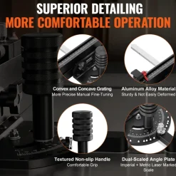 VEVOR Precision Miter Gauge, Standard Slot 3/4'' x 3/8'', Aluminum Alloy Table Saw Miter Gauge with 18 in Grating 15 Angle Stops Adjustable Spring Loaded Plunger and Removable Disc, for Woodworking