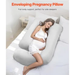 VEVOR Pregnancy Pillow, G-Shaped Maternity Pillow for Sleeping, Full-Body Support Pillow with Removable & Washable Cover, Soft and Breathable Pregnancy Body Pillows for Back, Belly, Hips, Legs Relief