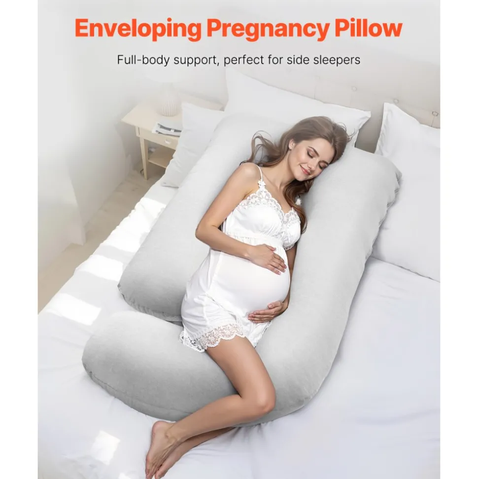 VEVOR Pregnancy Pillow, G-Shaped Maternity Pillow for Sleeping, Full-Body Support Pillow with Removable & Washable Cover, Soft and Breathable Pregnancy Body Pillows for Back, Belly, Hips, Legs Relief
