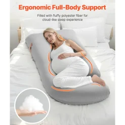 VEVOR Pregnancy Pillow, G-Shaped Maternity Pillow for Sleeping, Full-Body Support Pillow with Removable & Washable Cover, Soft and Breathable Pregnancy Body Pillows for Back, Belly, Hips, Legs Relief