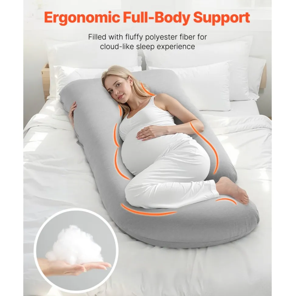 VEVOR Pregnancy Pillow, G-Shaped Maternity Pillow for Sleeping, Full-Body Support Pillow with Removable & Washable Cover, Soft and Breathable Pregnancy Body Pillows for Back, Belly, Hips, Legs Relief