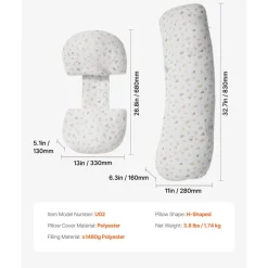 VEVOR Pregnancy Pillows for Sleeping, Adjustable Maternity Pillow for Pregnant Women, Soft Pregnancy Body Pillow with Removable & Washable Cover for Back Belly Hip Support, Lightweight and Portable