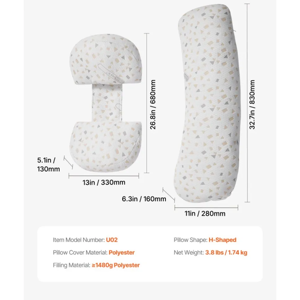 VEVOR Pregnancy Pillows for Sleeping, Adjustable Maternity Pillow for Pregnant Women, Soft Pregnancy Body Pillow with Removable & Washable Cover for Back Belly Hip Support, Lightweight and Portable