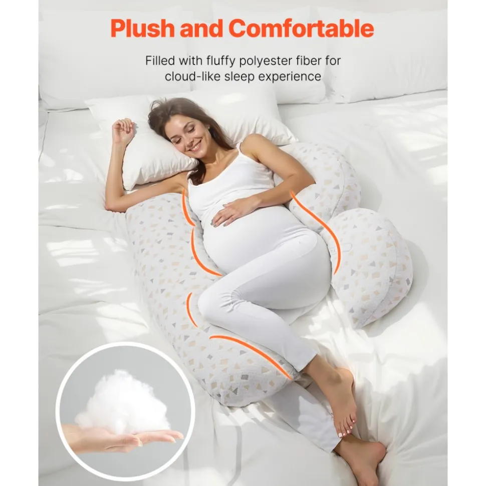 VEVOR Pregnancy Pillows for Sleeping, Adjustable Maternity Pillow for Pregnant Women, Soft Pregnancy Body Pillow with Removable & Washable Cover for Back Belly Hip Support, Lightweight and Portable