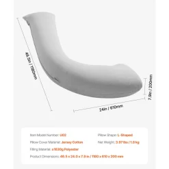 VEVOR Pregnancy Pillows for Side Sleeping, L-Shaped Maternity Pillow for Pregnant Women, Soft & Breathable Pregnancy Body Pillow with Washable Jersey Cover for Head Neck Belly Leg Support, Light Gray